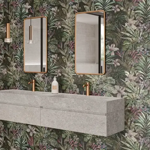 [FLOW60120BLK] FLOWERS BLACK 60 X 120 RECTIFIED MATT